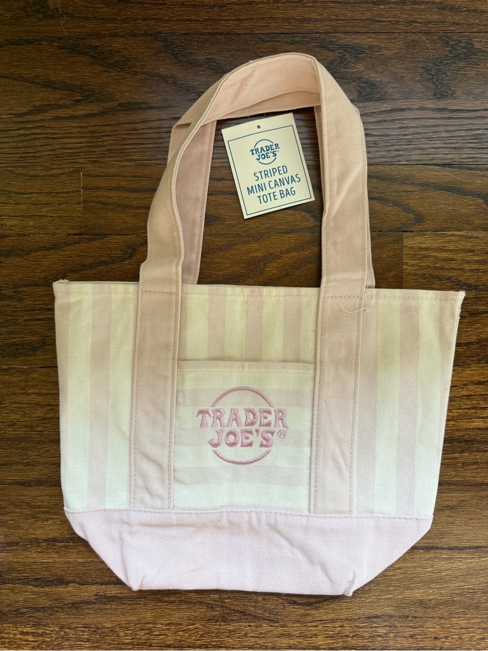 🪩TRADER JOES🪩 Pink Striped Mini Canvas Tote